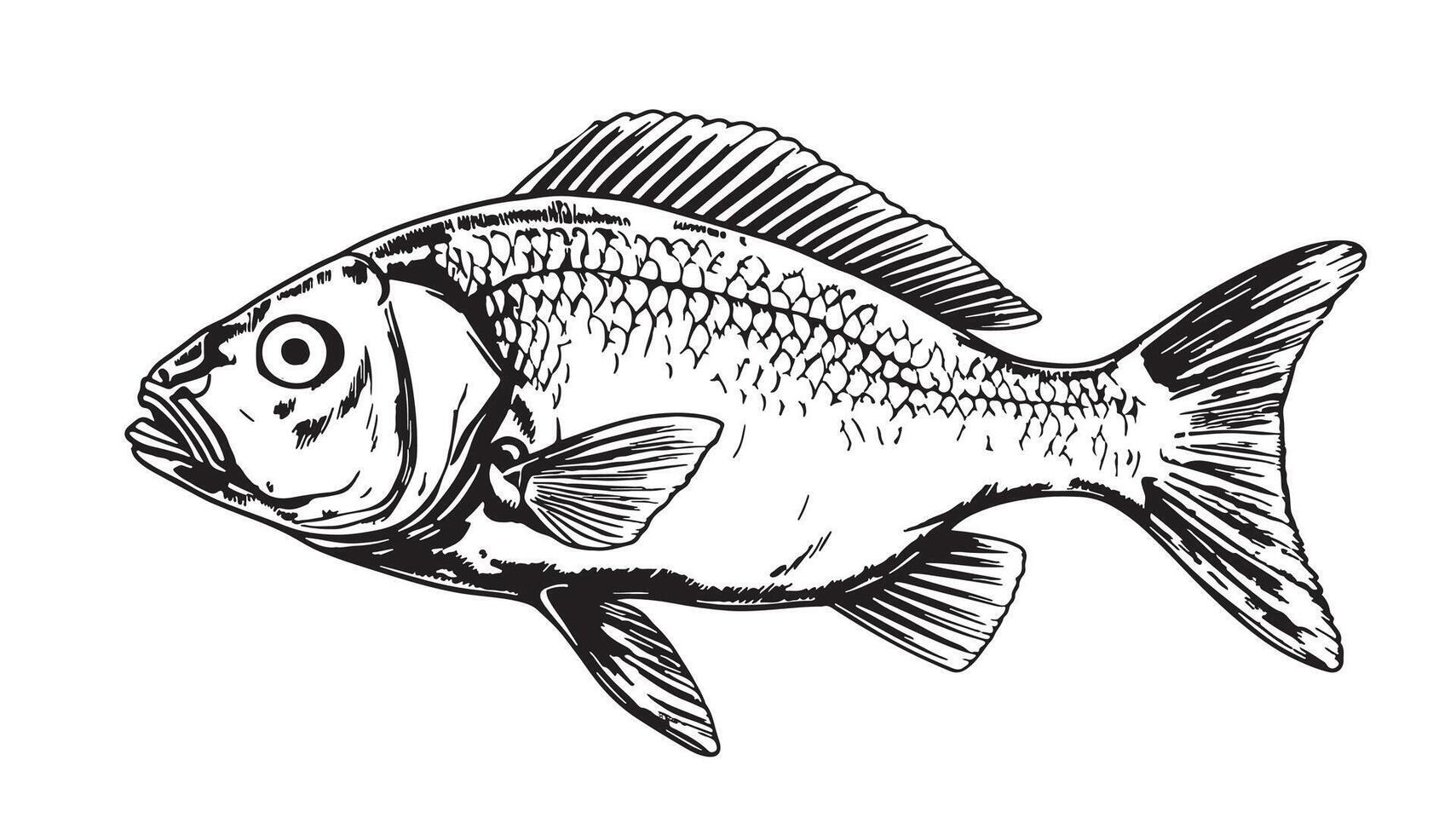 Fisch Porträt skizzieren Hand gezeichnet realistisch Stil Illustration vektor