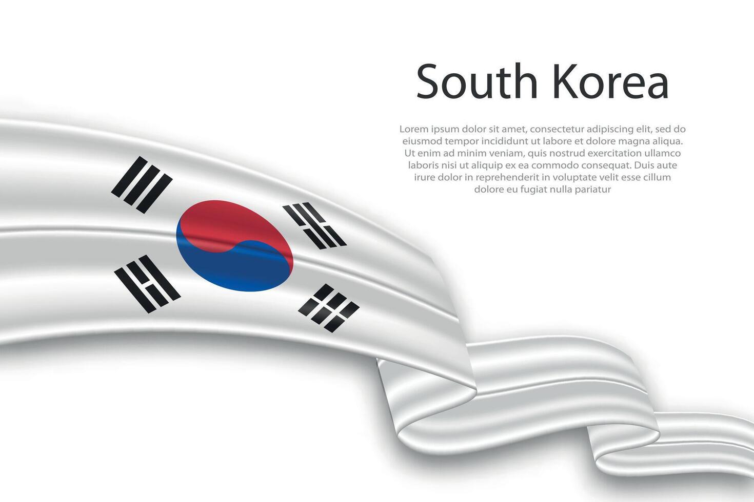 abstrakt wellig Flagge von Süd Korea auf Weiß Hintergrund vektor