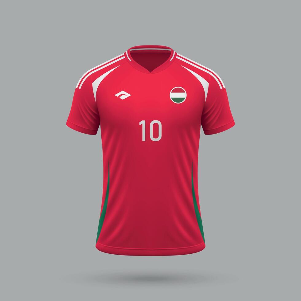 3d realistisch Fußball Jersey Ungarn National Mannschaft 2024 vektor