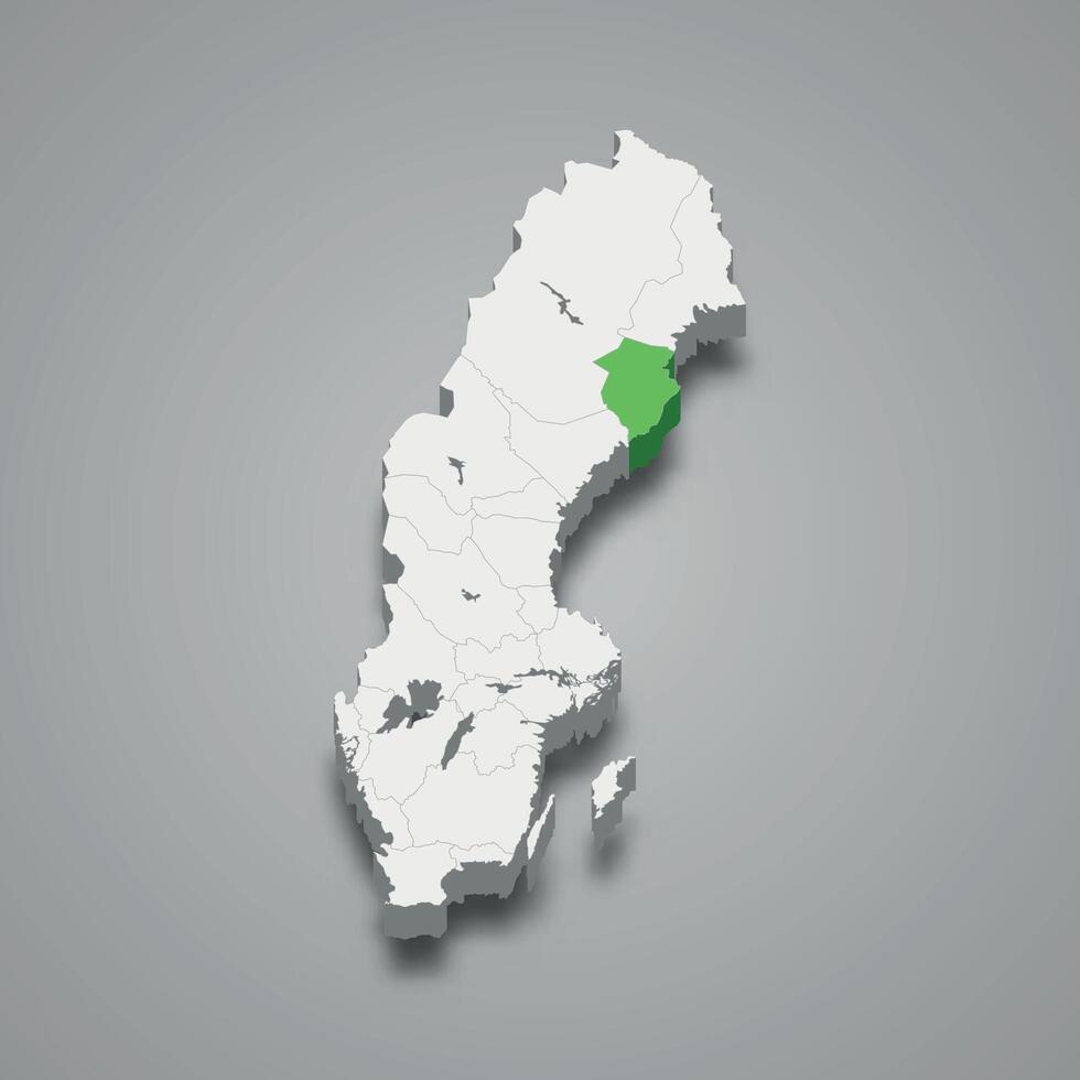 vasterbotten historisk provins plats inom Sverige 3d Karta vektor
