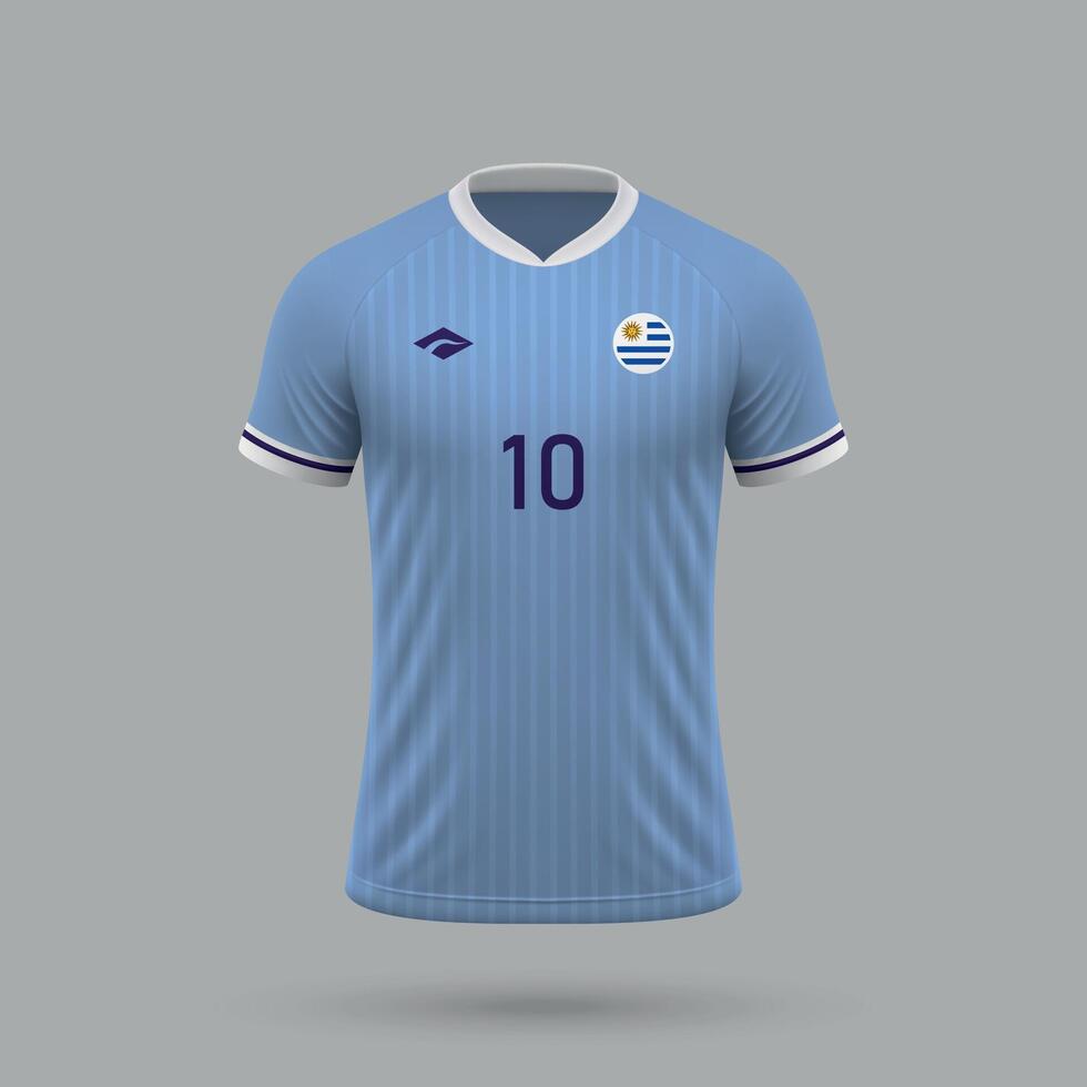 3d realistisk fotboll jersey uruguay nationell team 2024 vektor