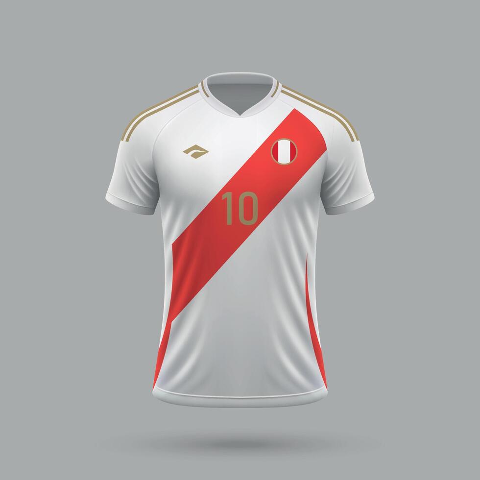 3d realistisch Fußball Jersey Peru National Mannschaft 2024 vektor