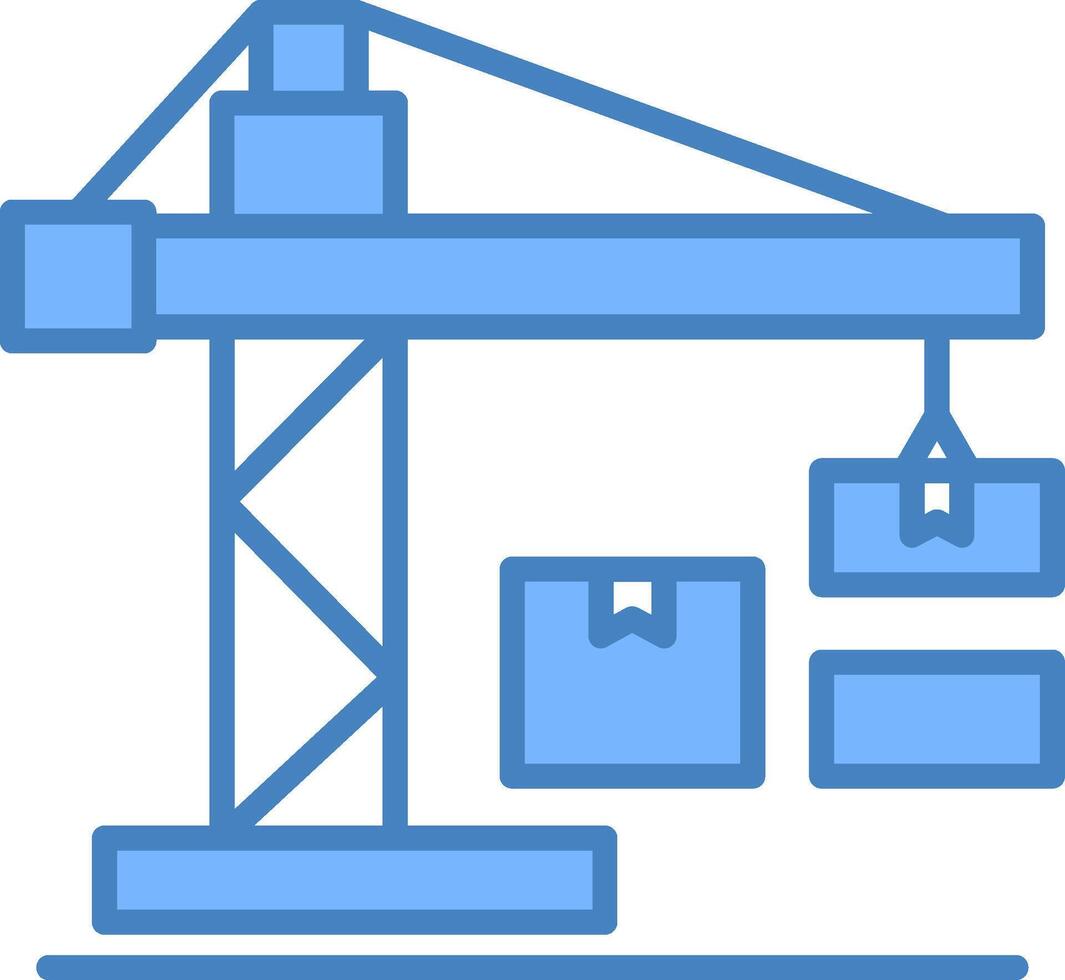 Kran Linie gefüllt Blau Symbol vektor