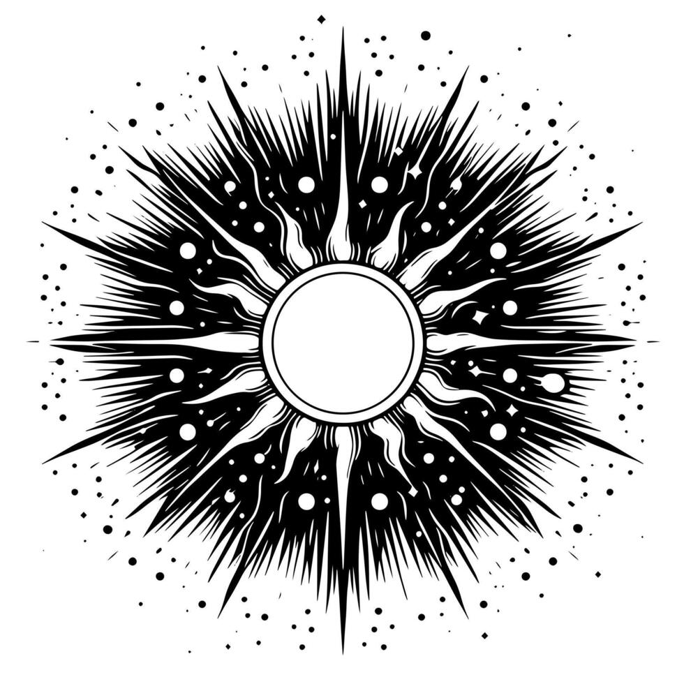 schwarz und Weiß Illustration von das Sonne vektor