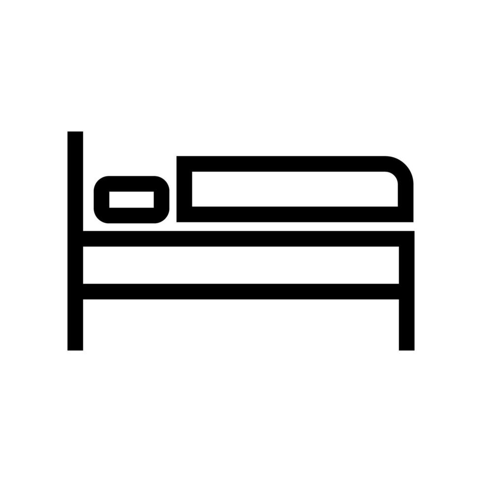 enkel ikon av en person sovande på en enkel säng. hotell. vektor