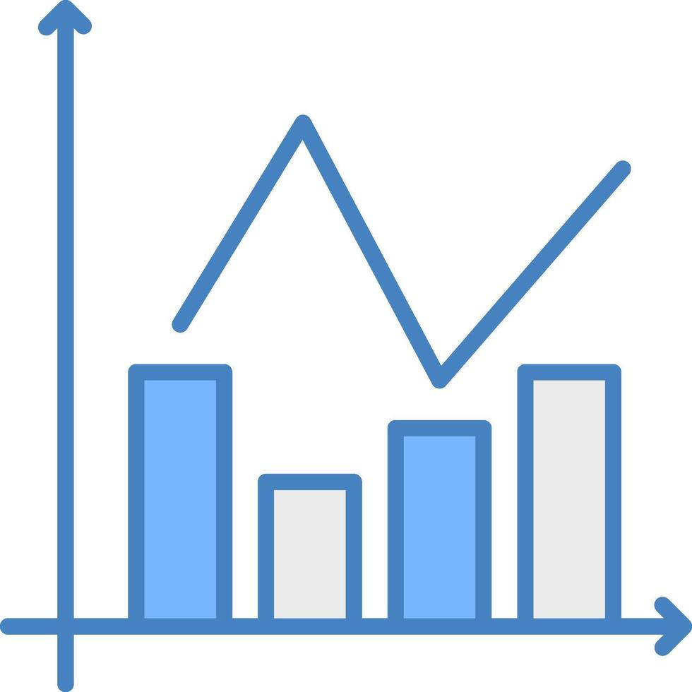 bar Diagram linje fylld blå ikon vektor