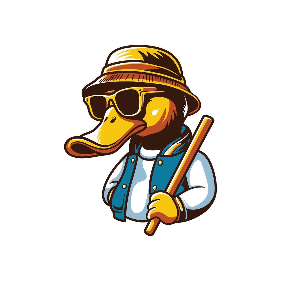 cool Ente Karikatur Charakter Logo vektor