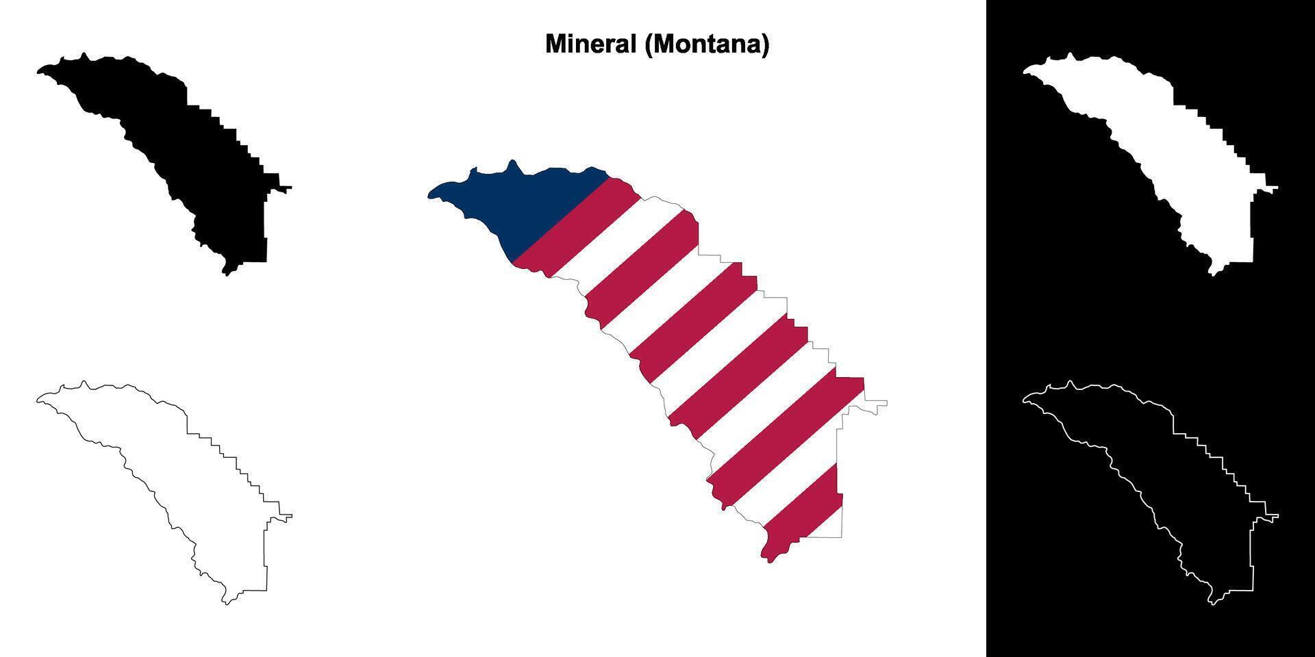 mineral grevskap, montana översikt Karta uppsättning vektor