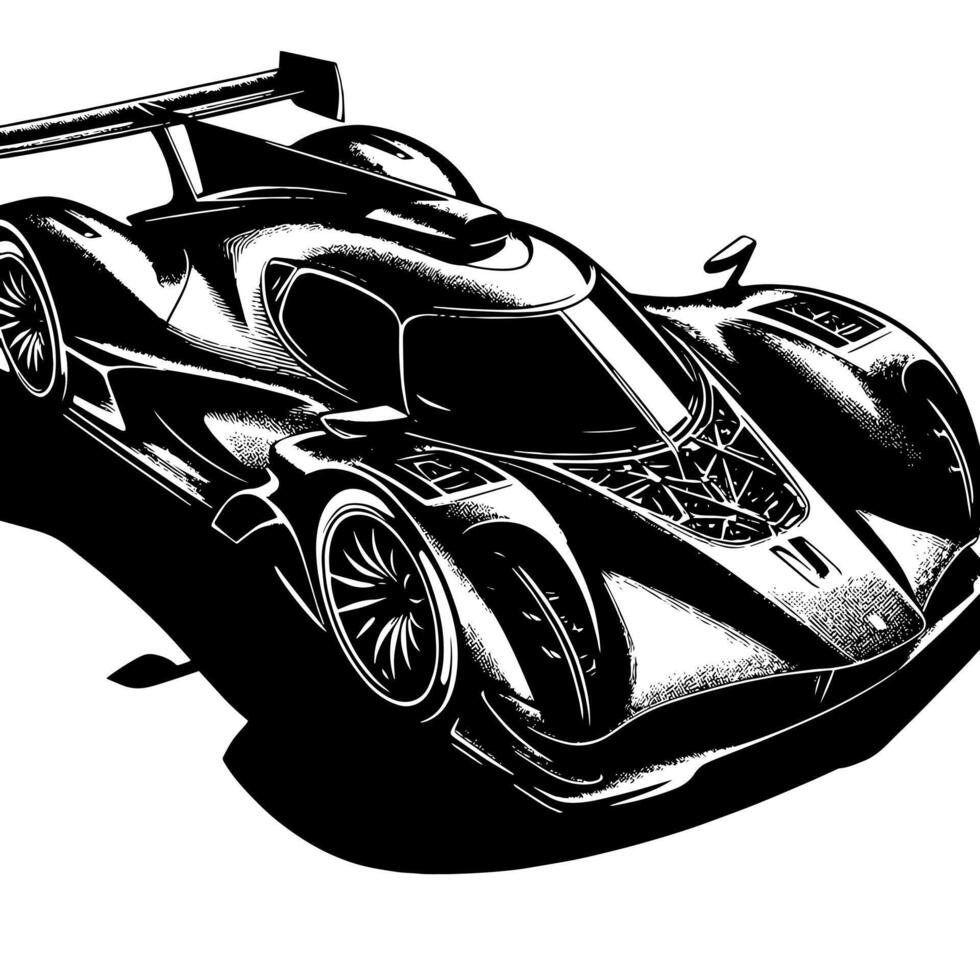 schwarz und Weiß Illustration von ein Hyperauto Sport Auto vektor