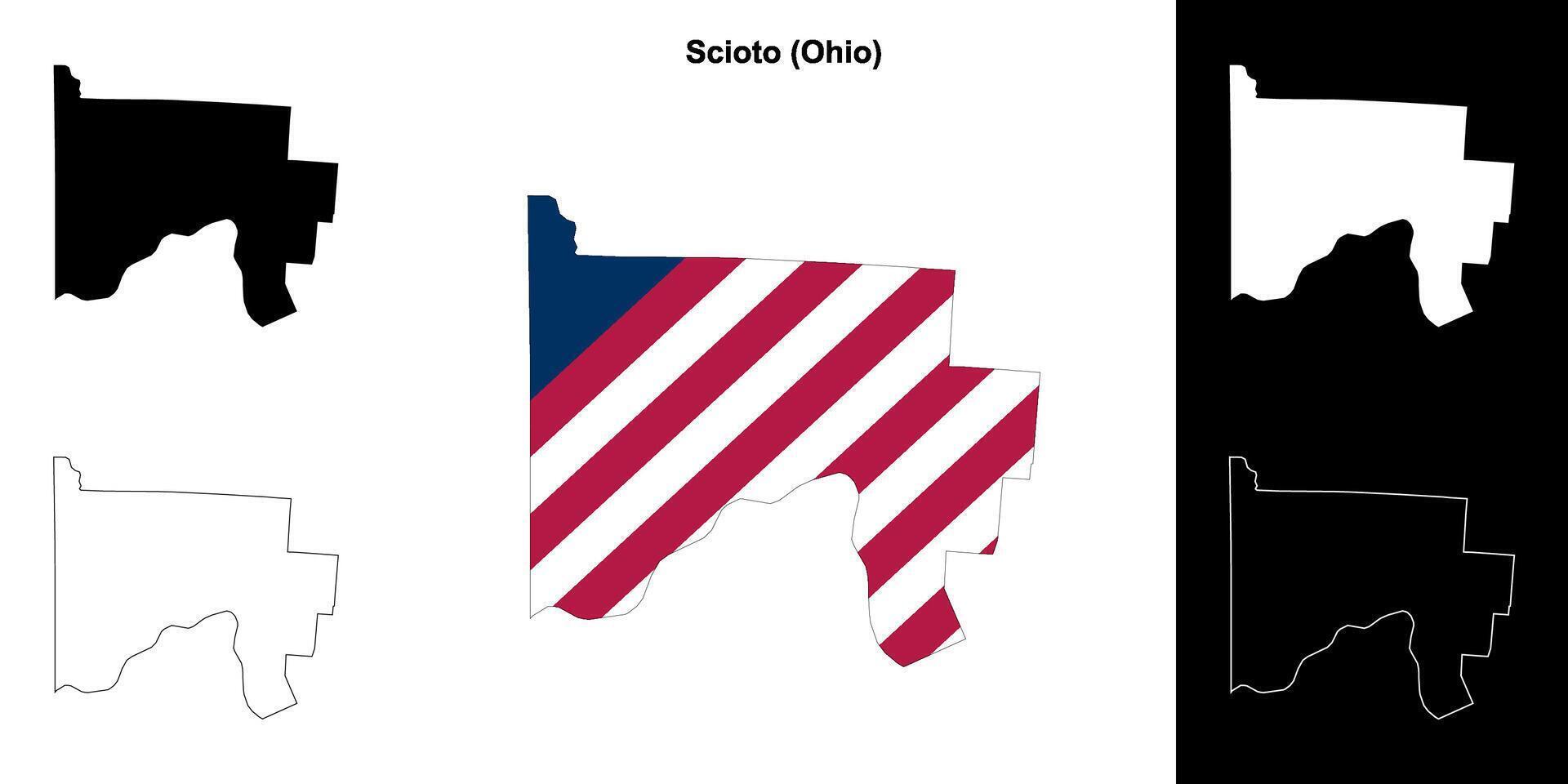 scioto Bezirk, Ohio Gliederung Karte einstellen vektor