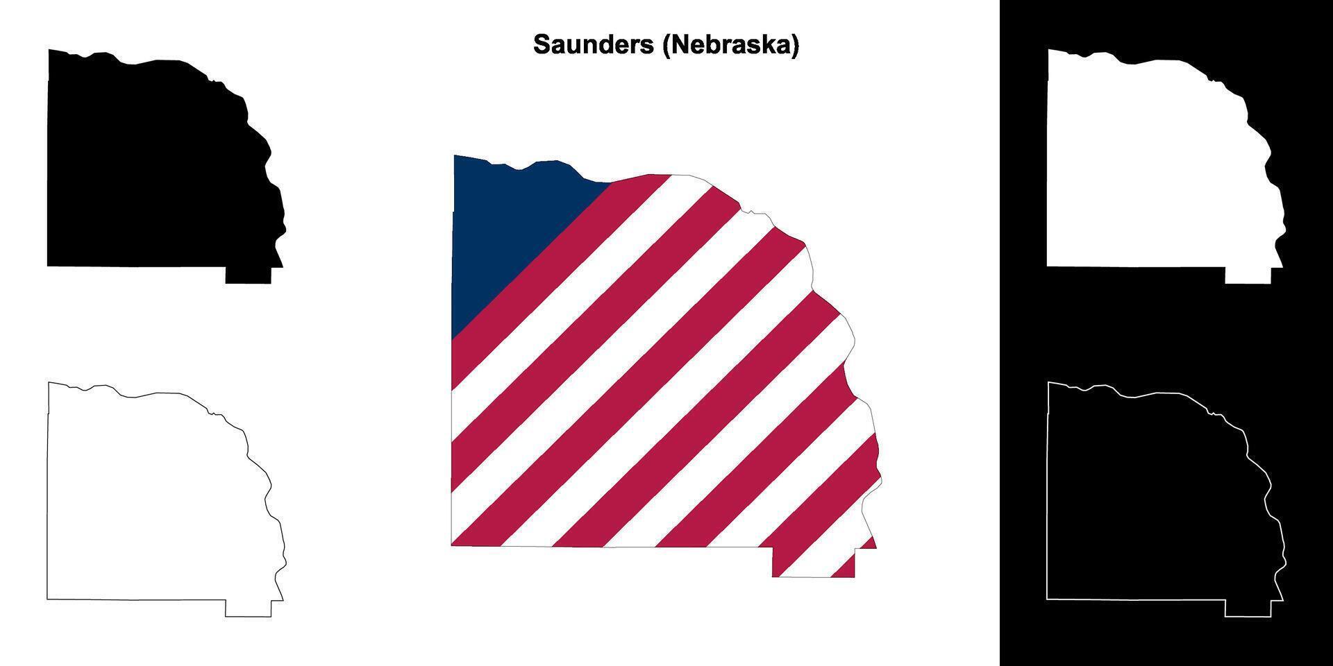 schlendert Bezirk, Nebraska Gliederung Karte einstellen vektor