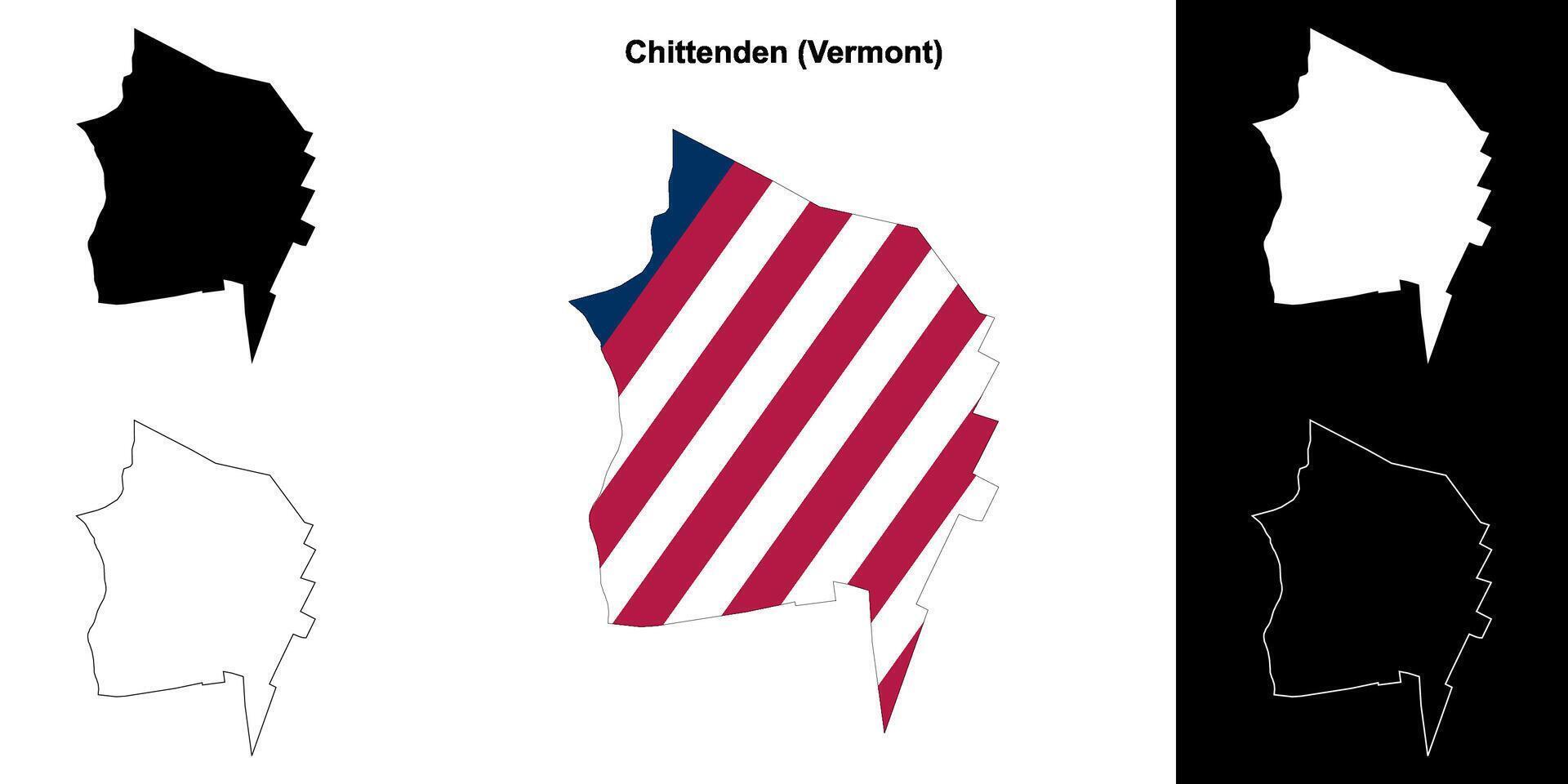chittenden Bezirk, Vermont Gliederung Karte einstellen vektor