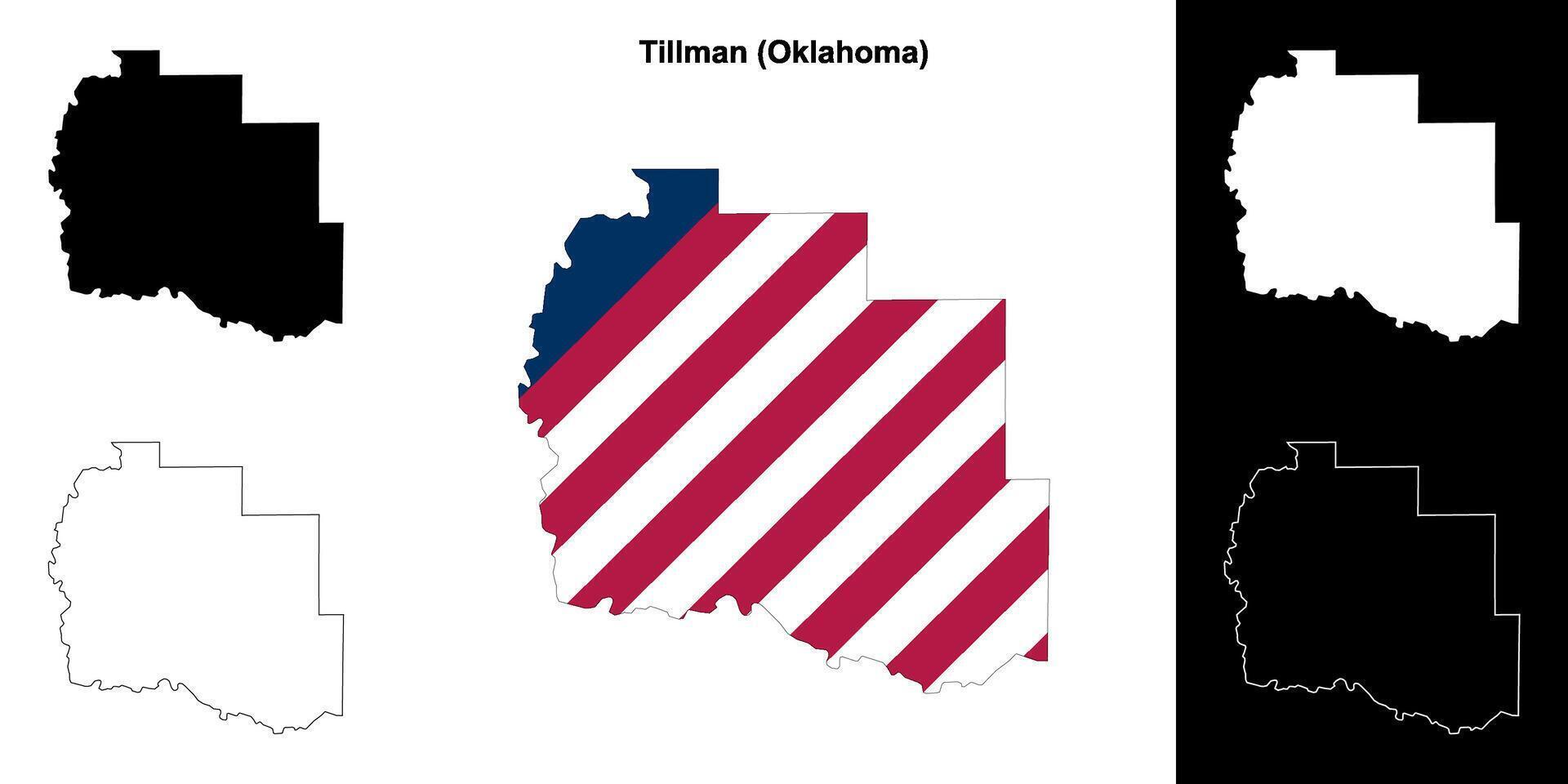 tillman grevskap, Oklahoma översikt Karta uppsättning vektor