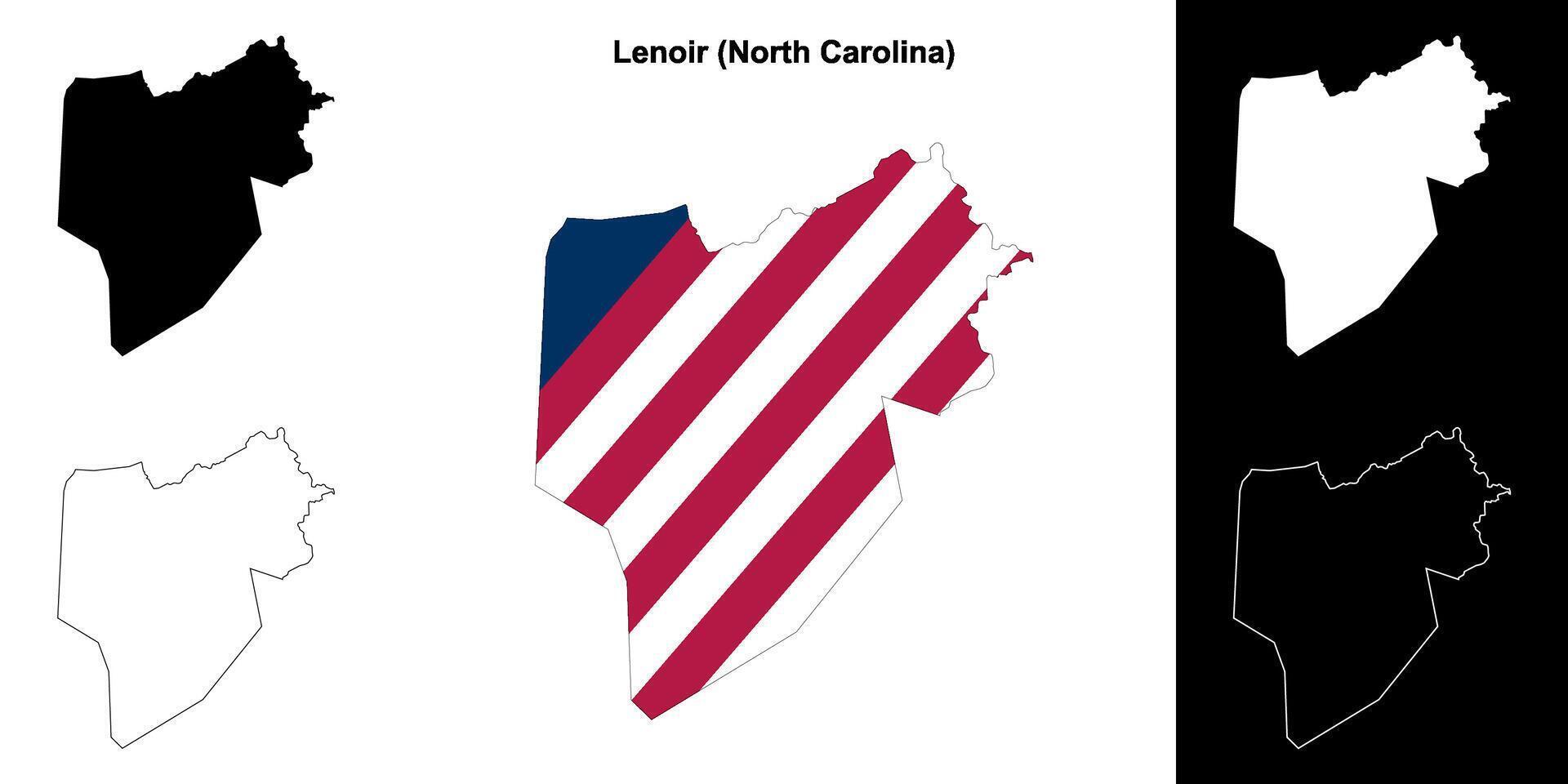 Lenoir Bezirk, Norden Carolina Gliederung Karte einstellen vektor