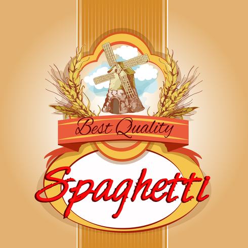 Spagetti pack etikett vektor