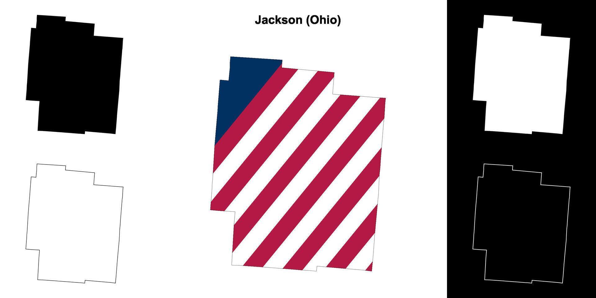 Jackson grevskap, ohio översikt Karta uppsättning vektor