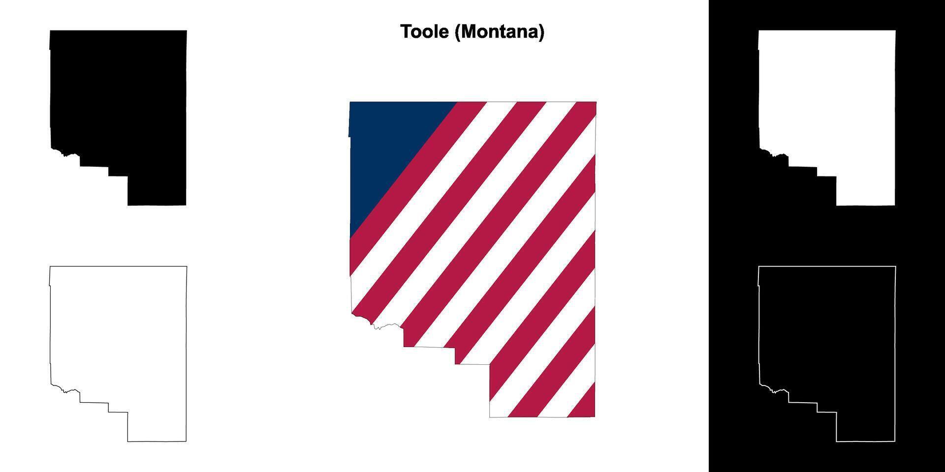 Werkzeug Bezirk, Montana Gliederung Karte einstellen vektor