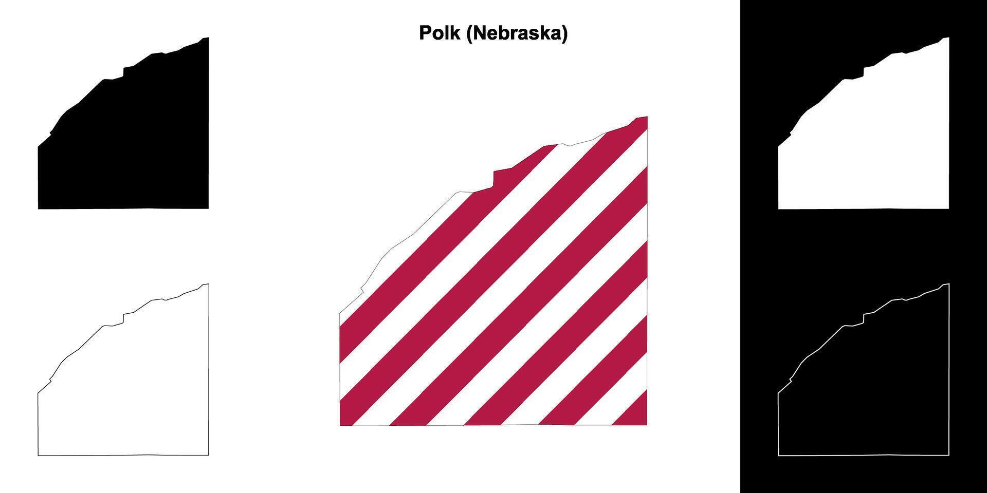 Polk Bezirk, Nebraska Gliederung Karte einstellen vektor