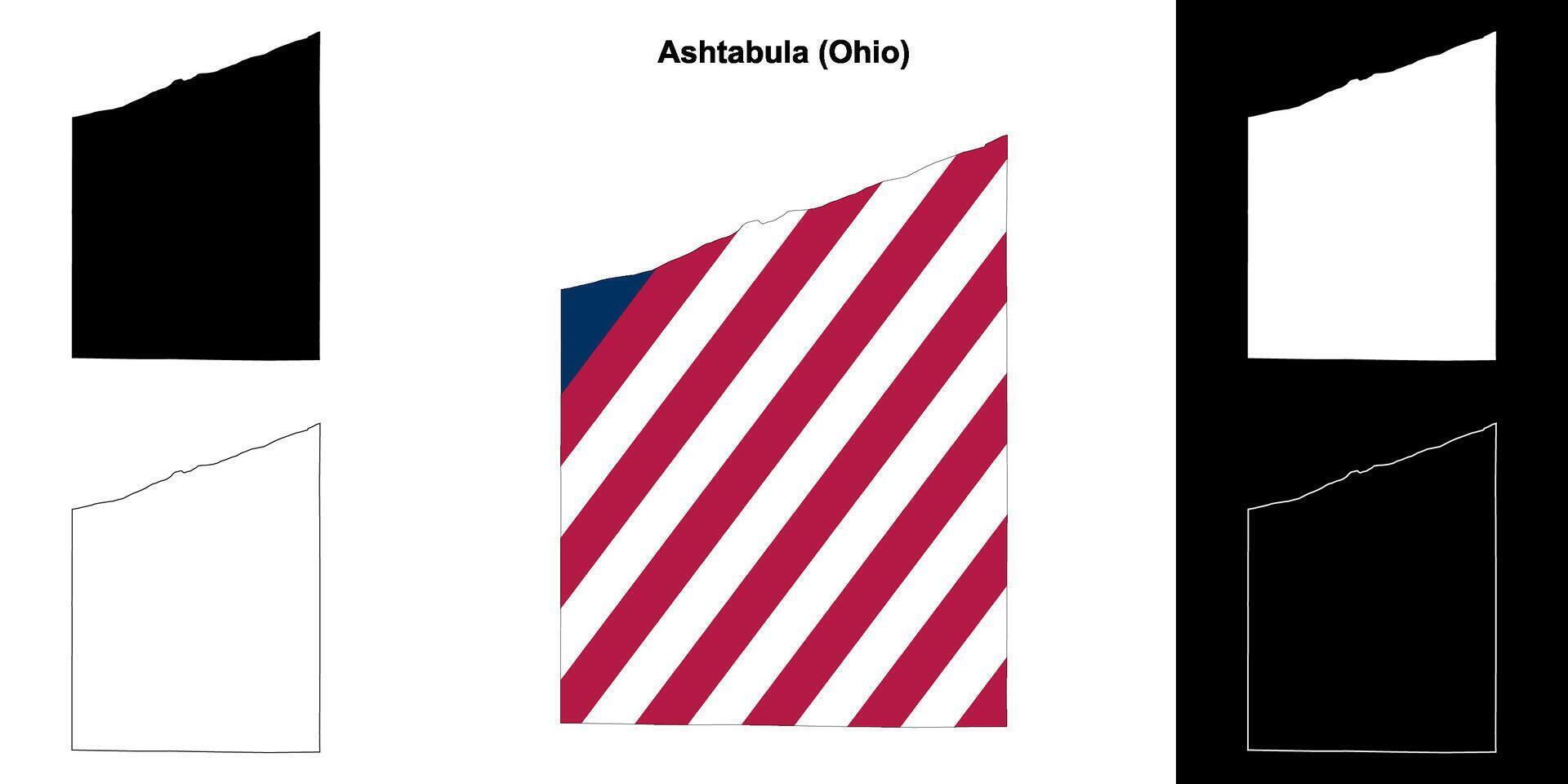 ashtabula grevskap, ohio översikt Karta uppsättning vektor