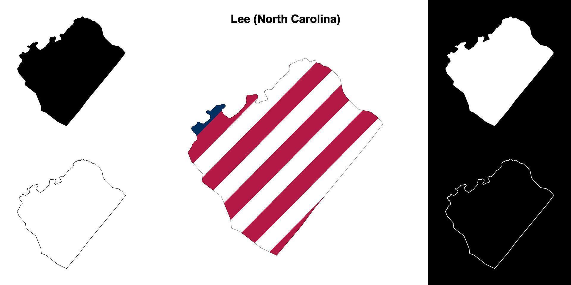 Lee Bezirk, Norden Carolina Gliederung Karte einstellen vektor