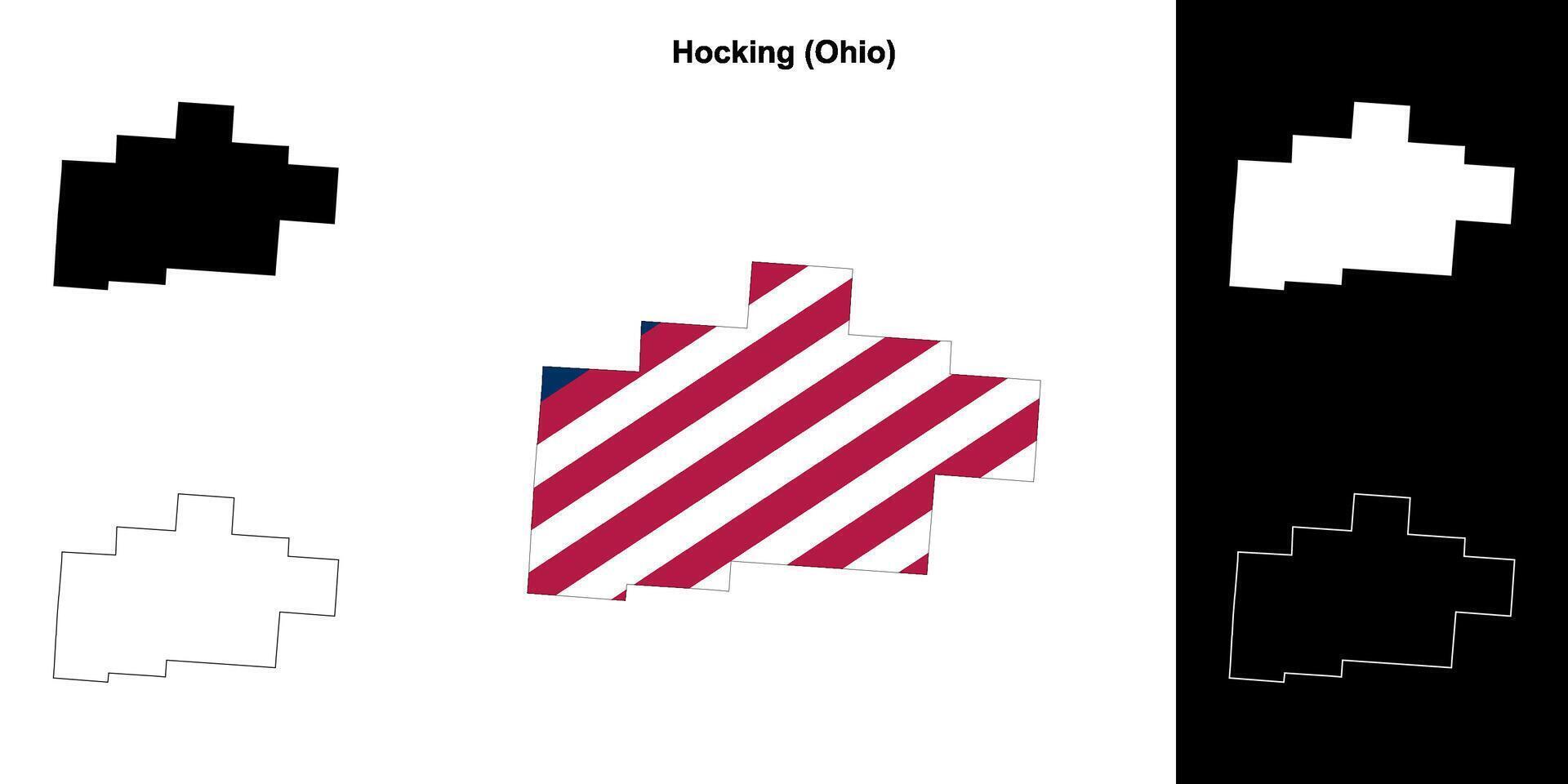hocking grevskap, ohio översikt Karta uppsättning vektor