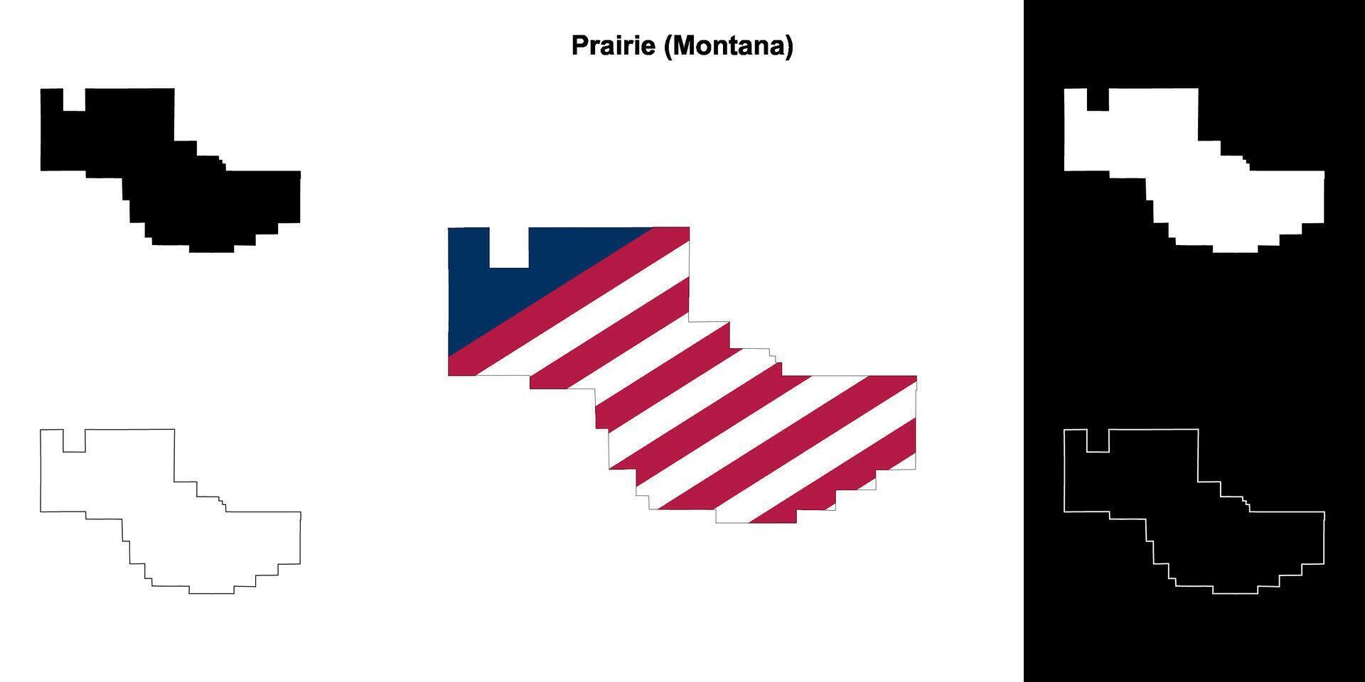 Prärie Bezirk, Montana Gliederung Karte einstellen vektor