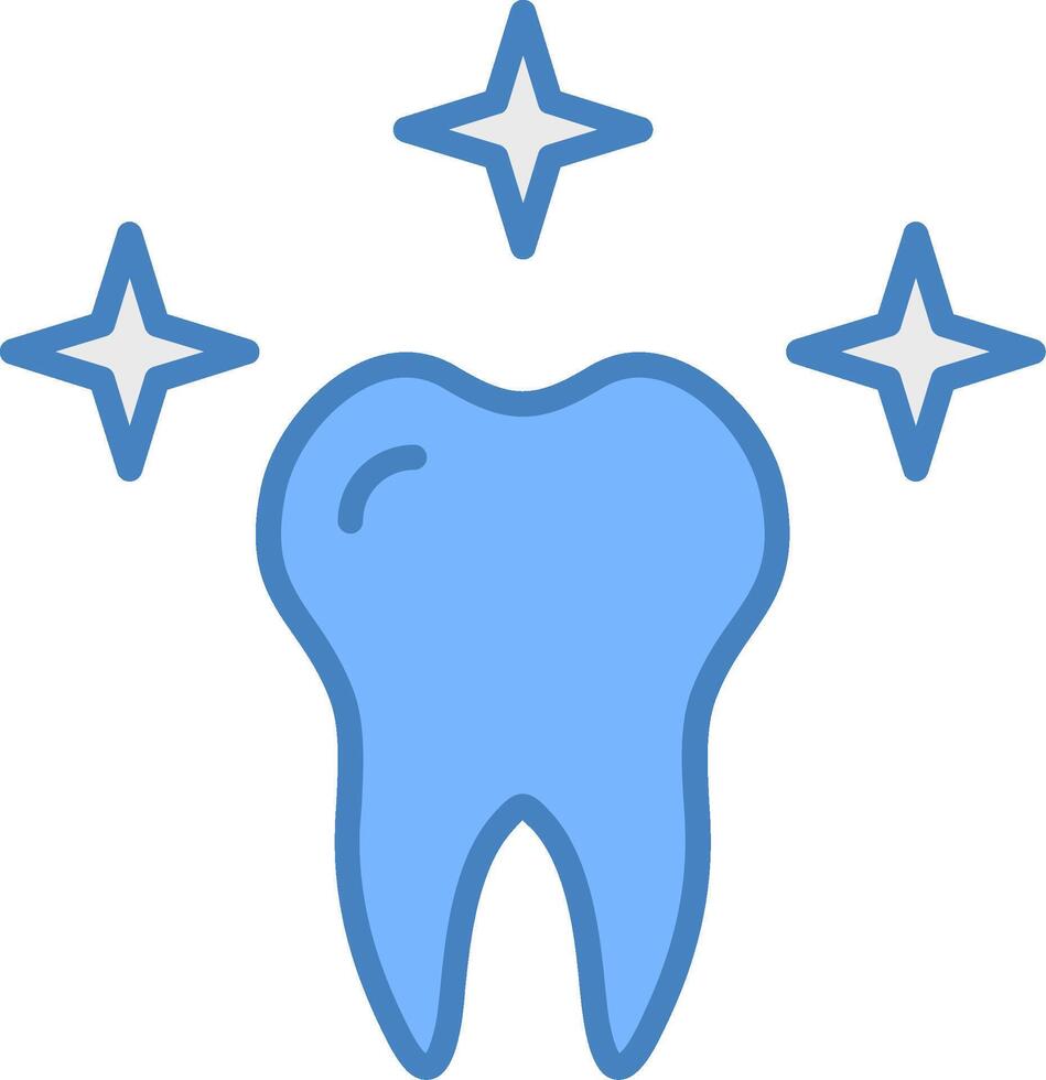 friska tand linje fylld blå ikon vektor