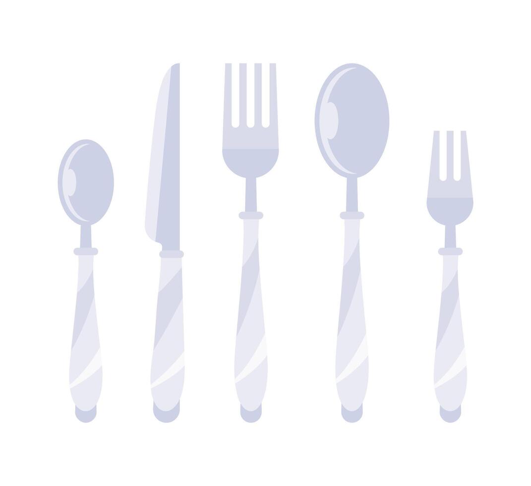 Besteck einstellen . Löffel, Gabel und Messer isoliert auf Weiß Hintergrund. Geschirr zum Restaurant. vektor