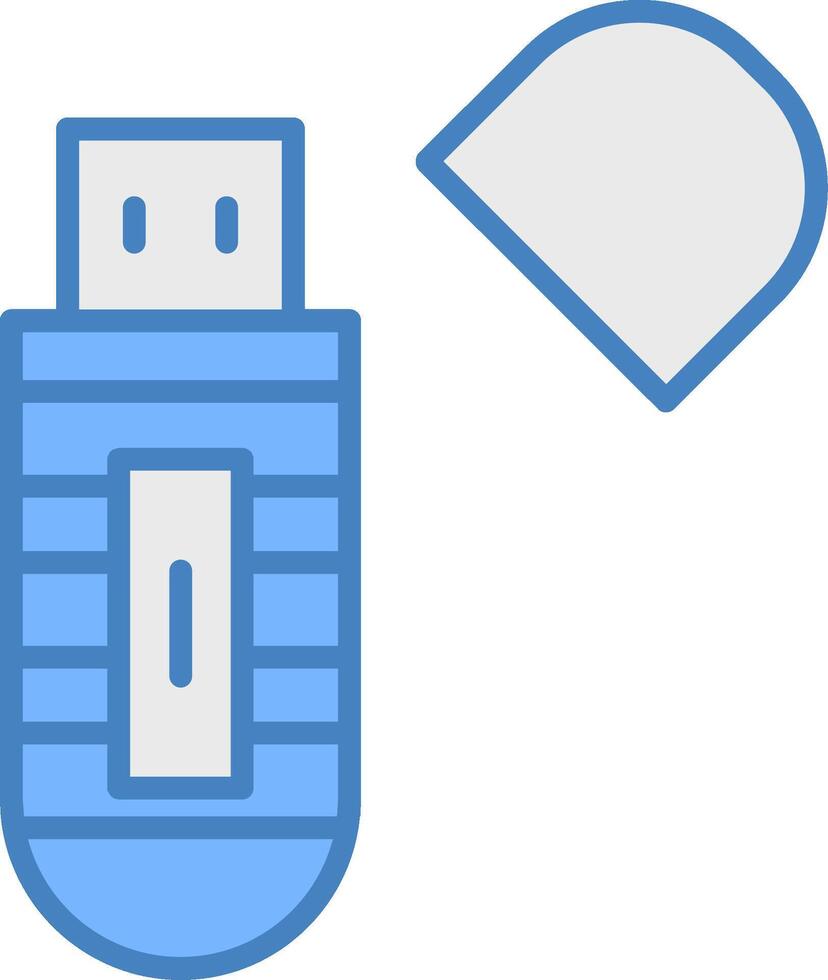 USB Stock Linie gefüllt Blau Symbol vektor