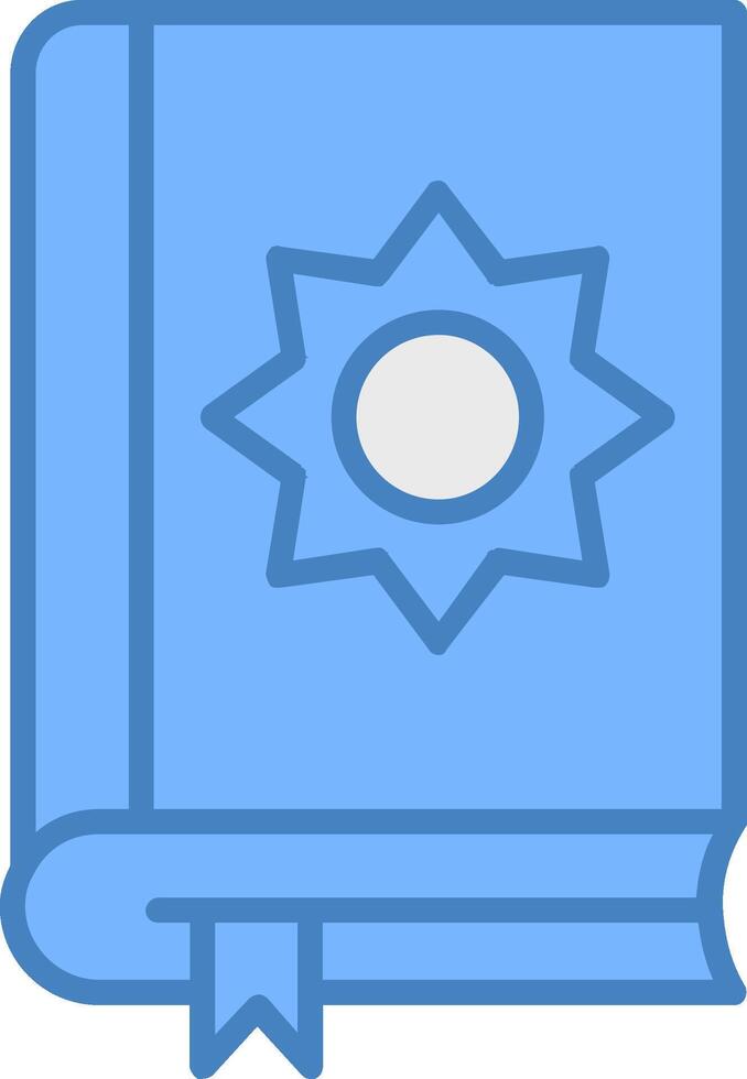 helig bok linje fylld blå ikon vektor