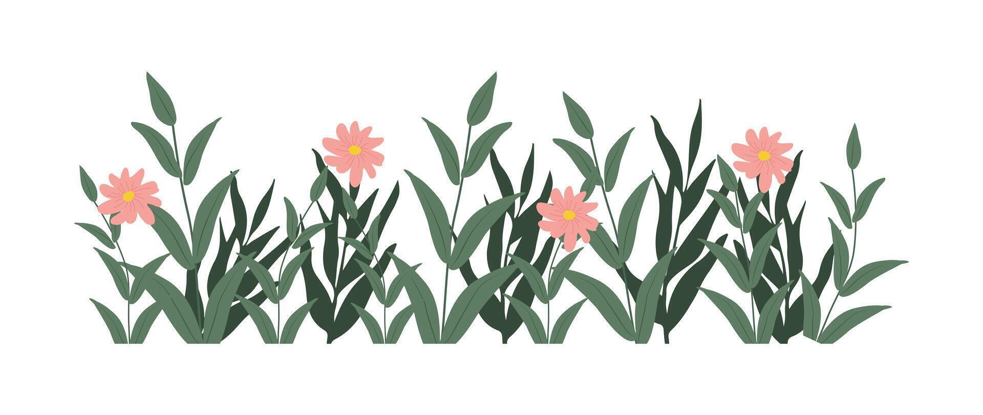 bunt Jahrgang Frühling Blumen Grenze, Natur Blumen- Muster Rahmen isoliert auf Weiß Hintergrund, botanisch eben Design Illustration vektor