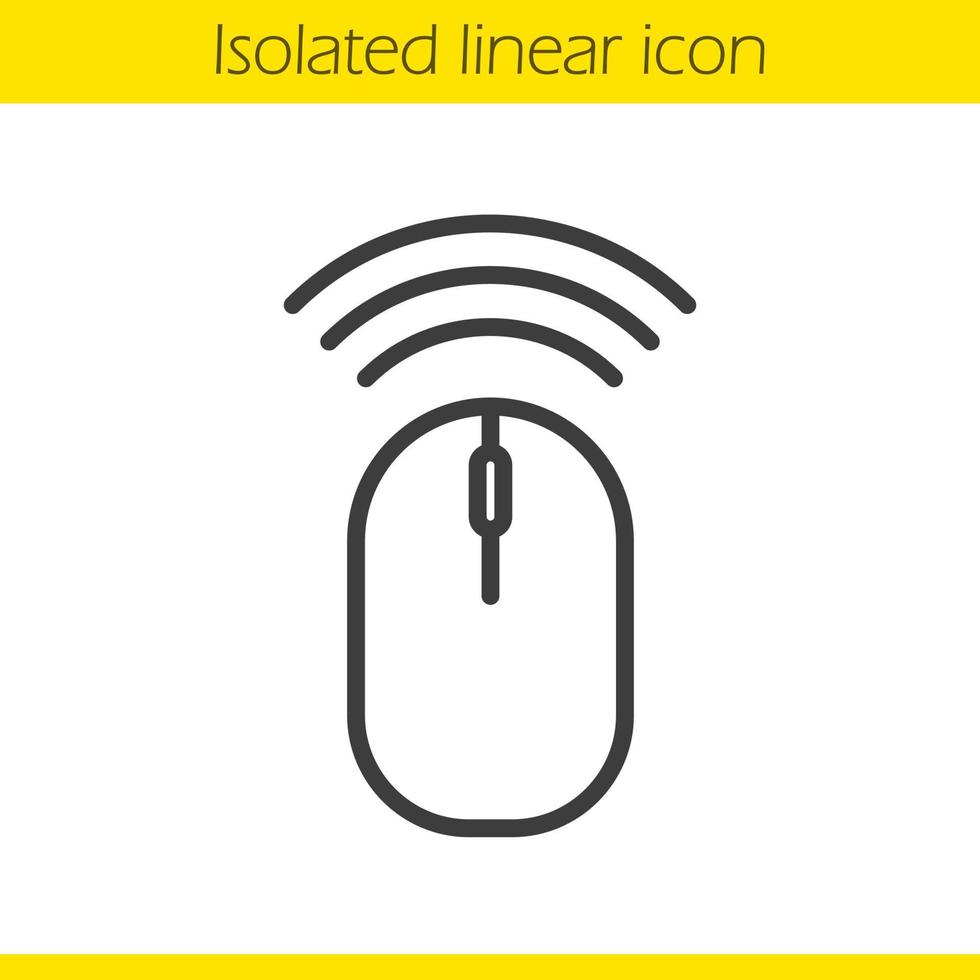 Lineares Symbol für drahtlose Computermaus. dünne Linie Abbildung. Kontursymbol. Vektor isolierte Umrisszeichnung