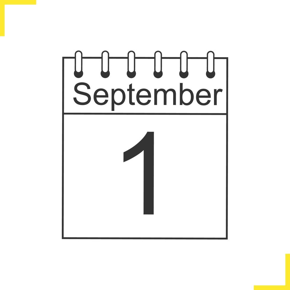 1. September lineares Symbol. Kalender erste dünne Linie Abbildung. Kontursymbol für den Tag des Wissens. Vektor isolierte Umrisszeichnung