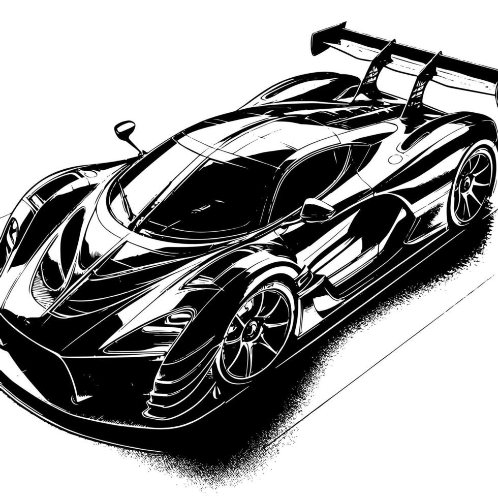 schwarz und Weiß Illustration von ein Hyperauto Sport Auto vektor