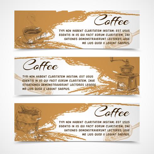 Horizontale Retro Kaffee Set Banner vektor