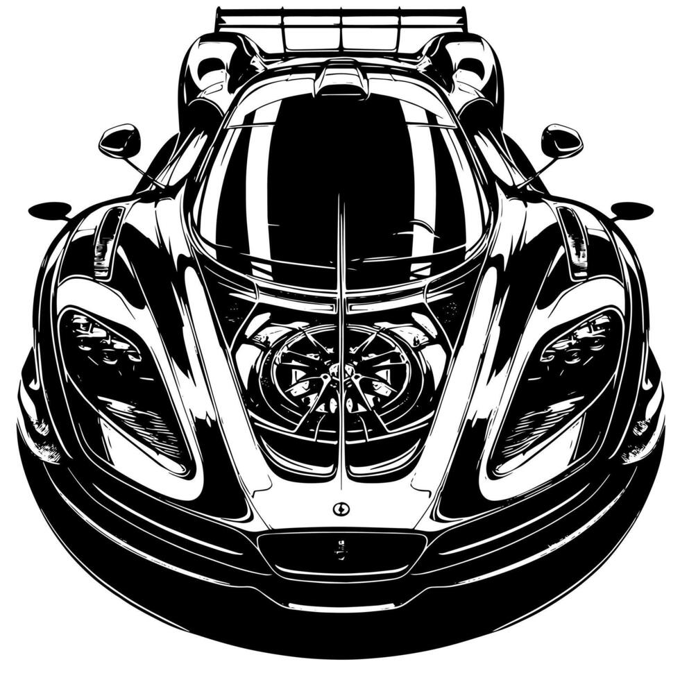 schwarz und Weiß Illustration von ein Hyperauto Sport Auto vektor