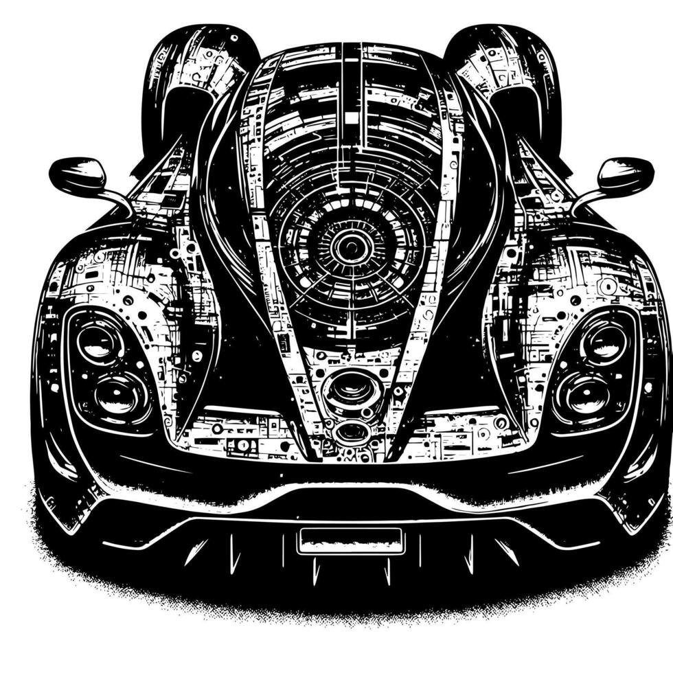 schwarz und Weiß Illustration von ein Hyperauto Sport Auto vektor