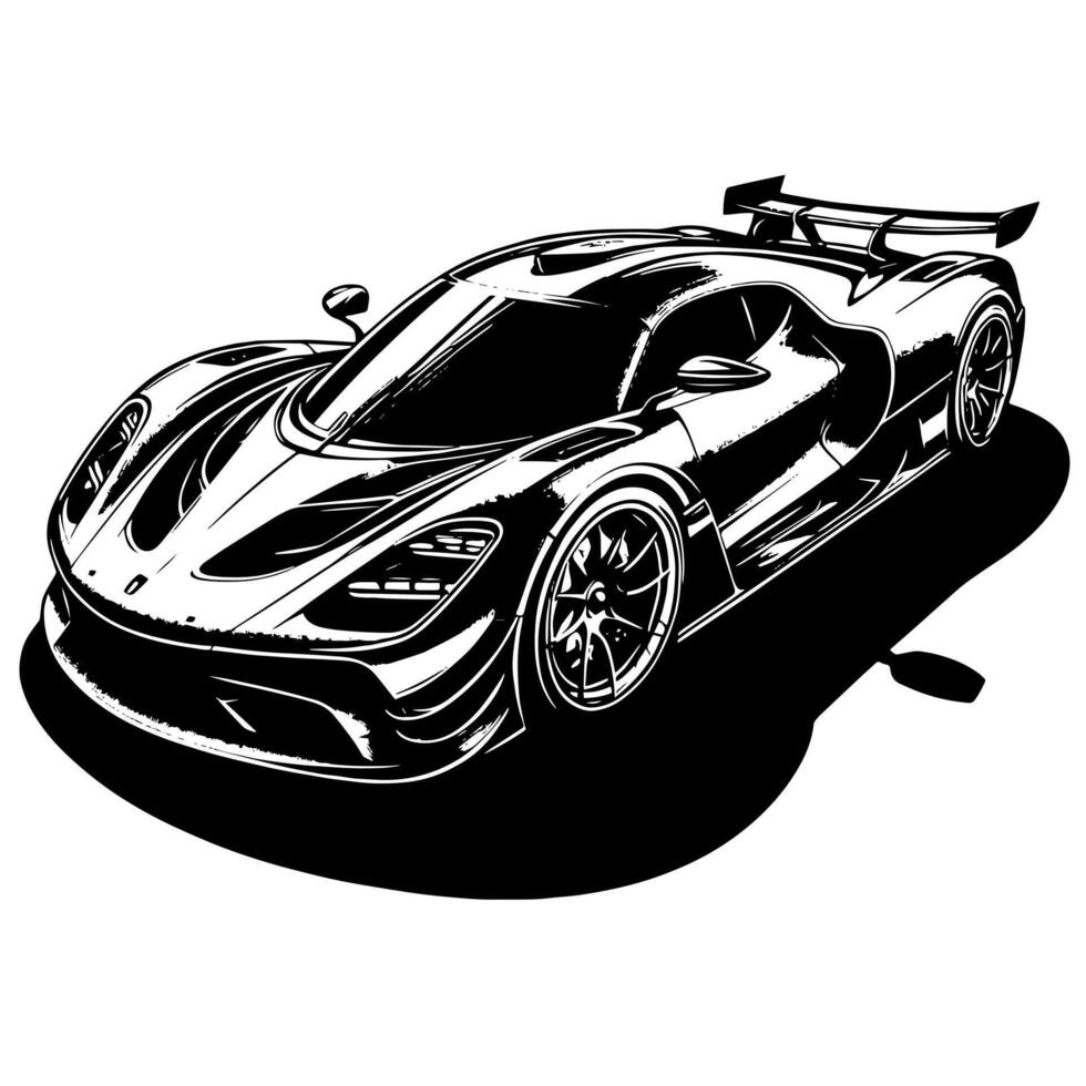 schwarz und Weiß Illustration von ein Hyperauto Sport Auto vektor