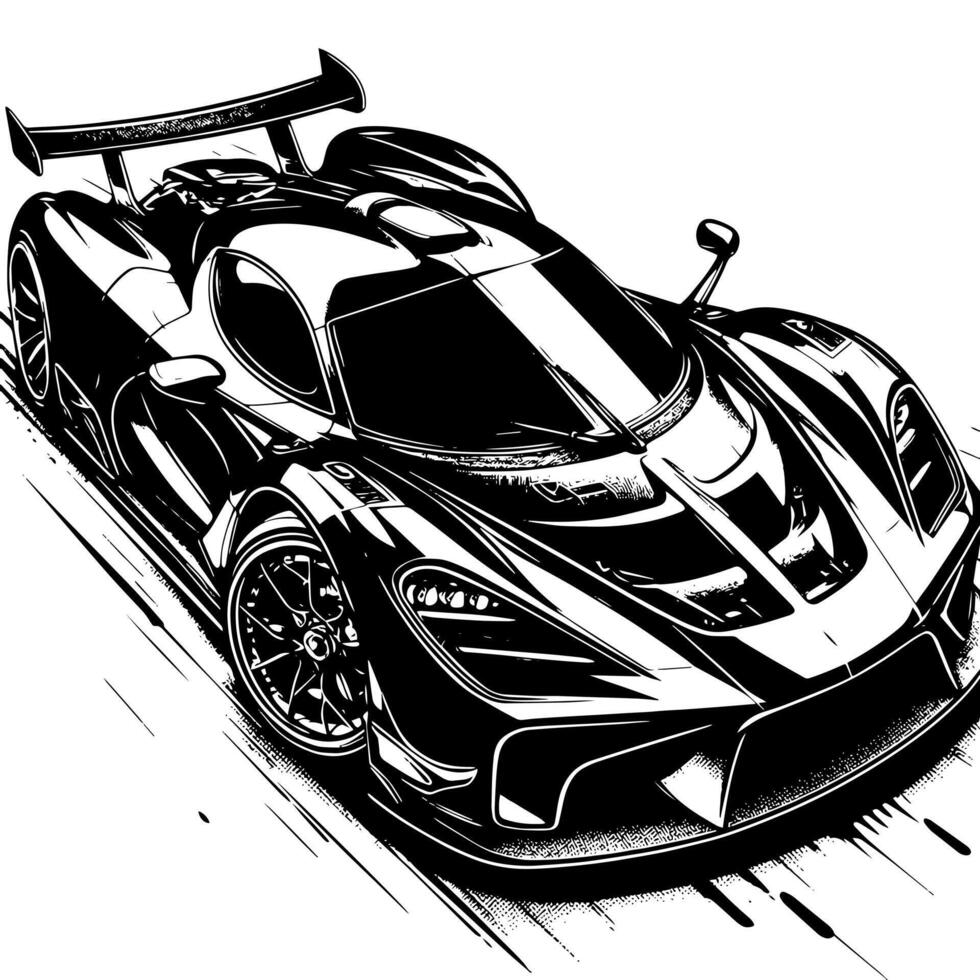 schwarz und Weiß Illustration von ein Hyperauto Sport Auto vektor