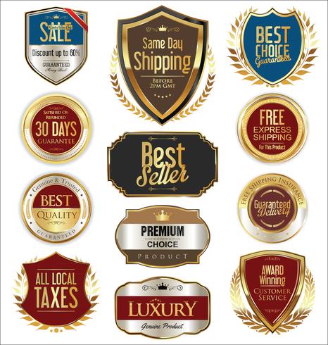 Luxus Premium Goldene Abzeichen und Etiketten vektor