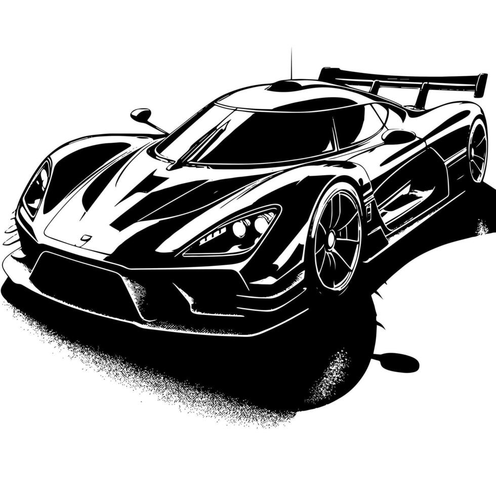 schwarz und Weiß Illustration von ein Hyperauto Sport Auto vektor