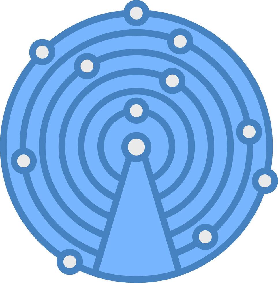 ekolod linje fylld blå ikon vektor