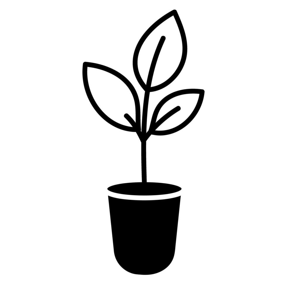 växt i de pott linje ikon isolerat på vit vektor