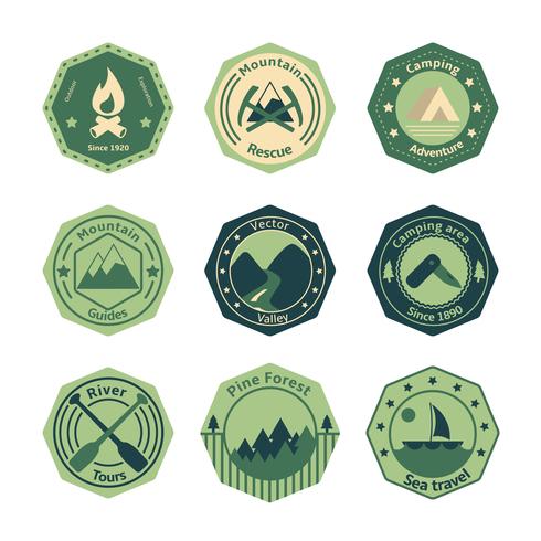 Utomhus turism camping platt emblem vektor