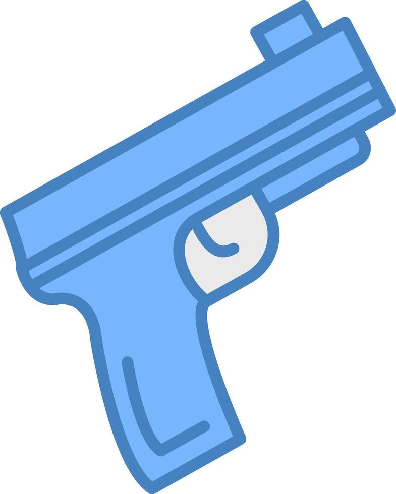 Pistole Linie gefüllt Blau Symbol vektor
