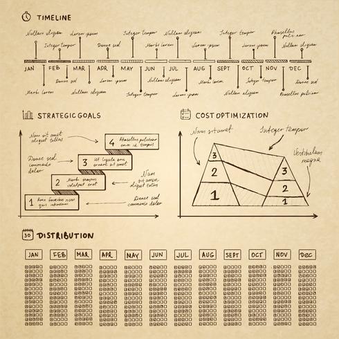 Doodle Infografiken Elemente für Business-Präsentation vektor