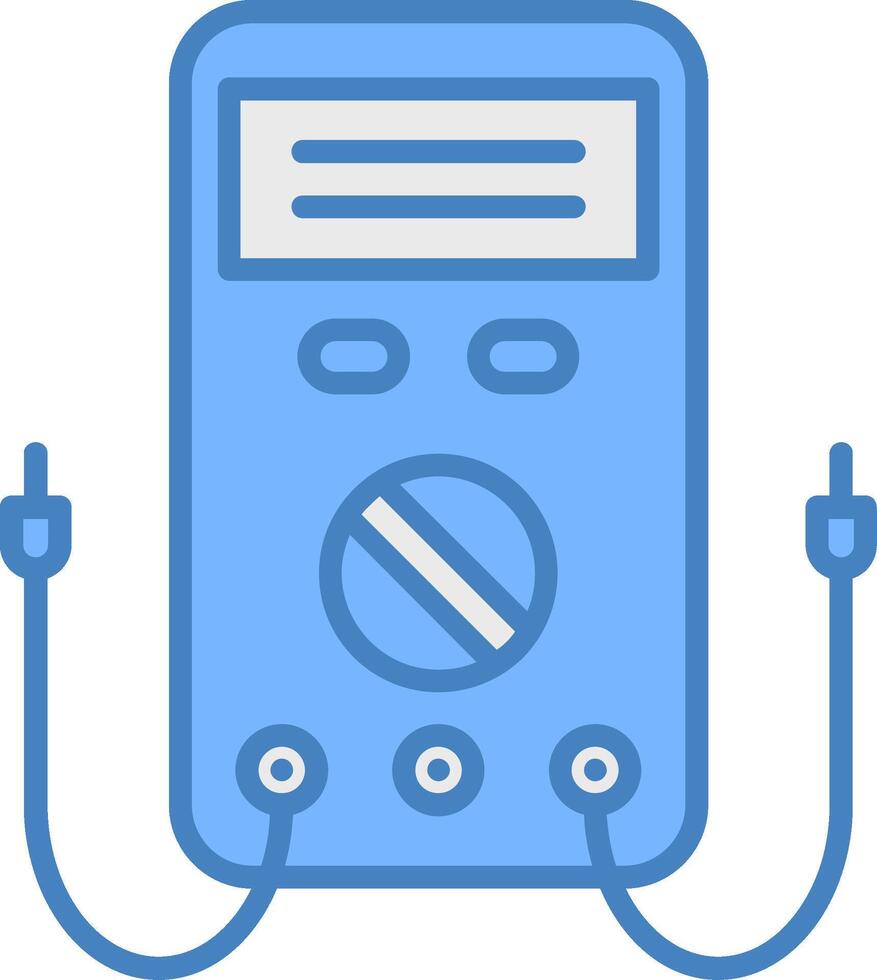 Multimeter Linie gefüllt Blau Symbol vektor