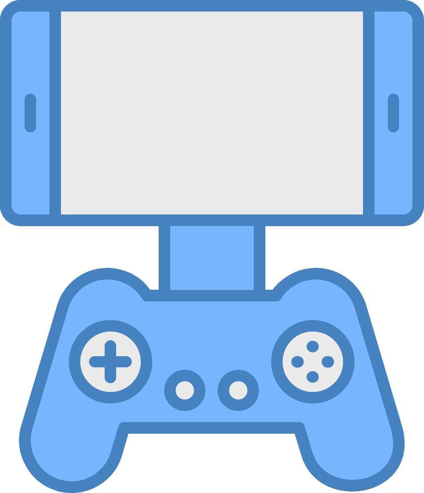 mobil spel linje fylld blå ikon vektor