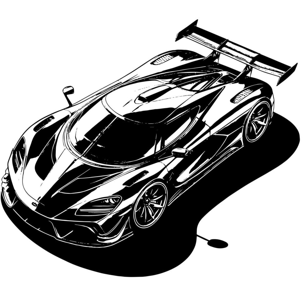 schwarz und Weiß Illustration von ein Hyperauto Sport Auto vektor