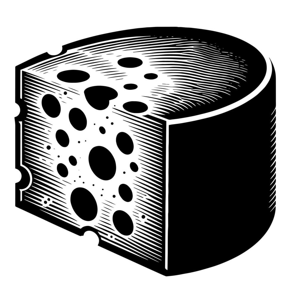 schwarz und Weiß Illustration von ein traditionell schweizerisch Käse vektor